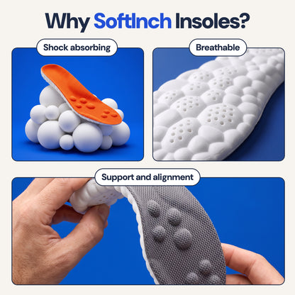 Why SoftInch insoles: shock absorbing, breathable, support and alignment