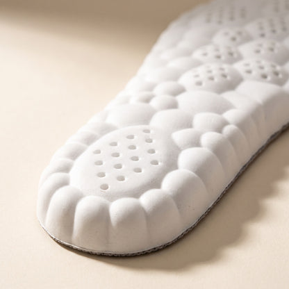 Close up of the white cloud foam underside of a SoftInch Comfort Insole, with soft foam pods and air holes